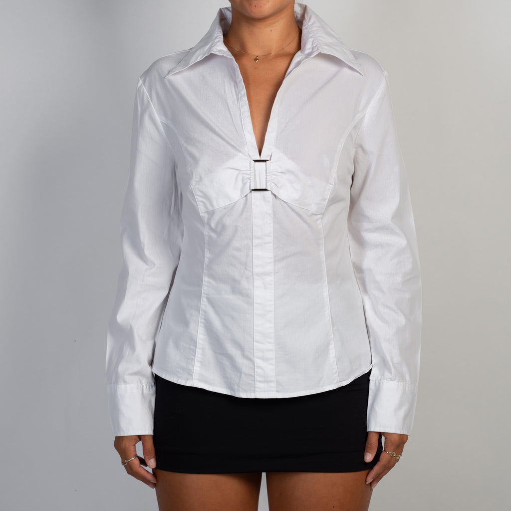 WHITE BUCKLE BLOUSE