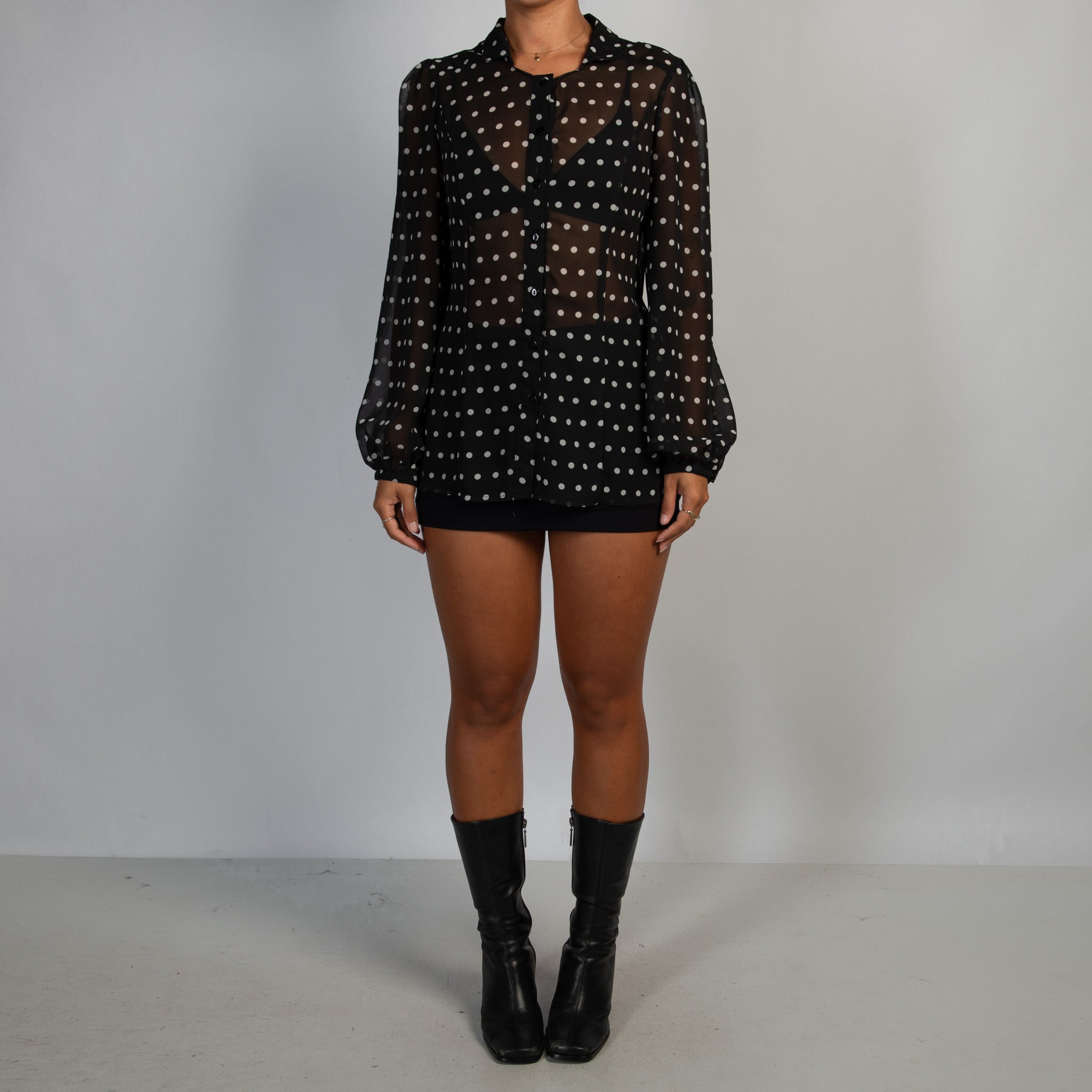 SHEER POLKA DOT BLOUSE