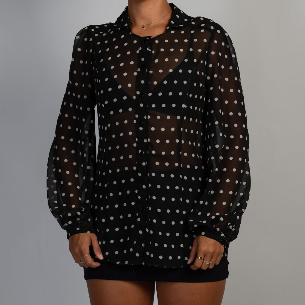 SHEER POLKA DOT BLOUSE