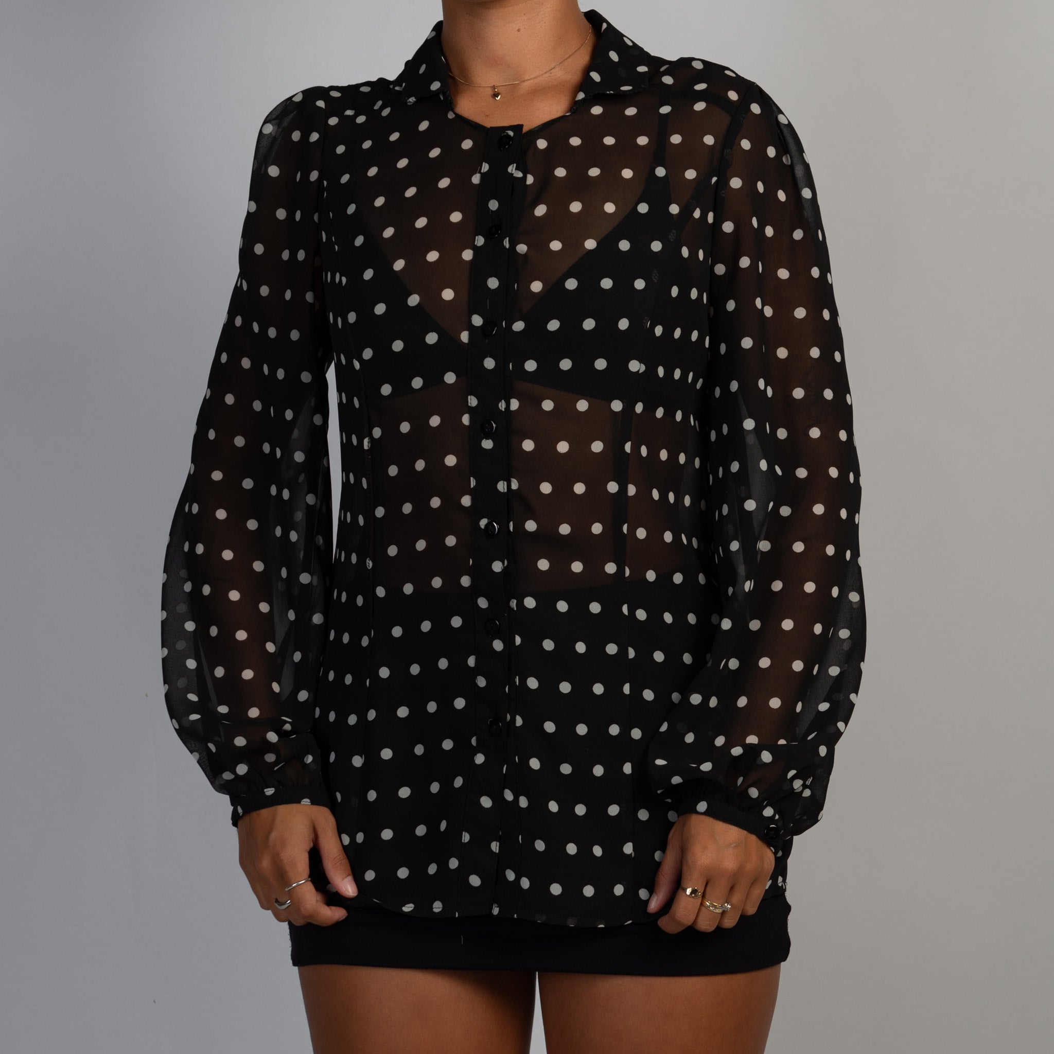 SHEER POLKA DOT BLOUSE
