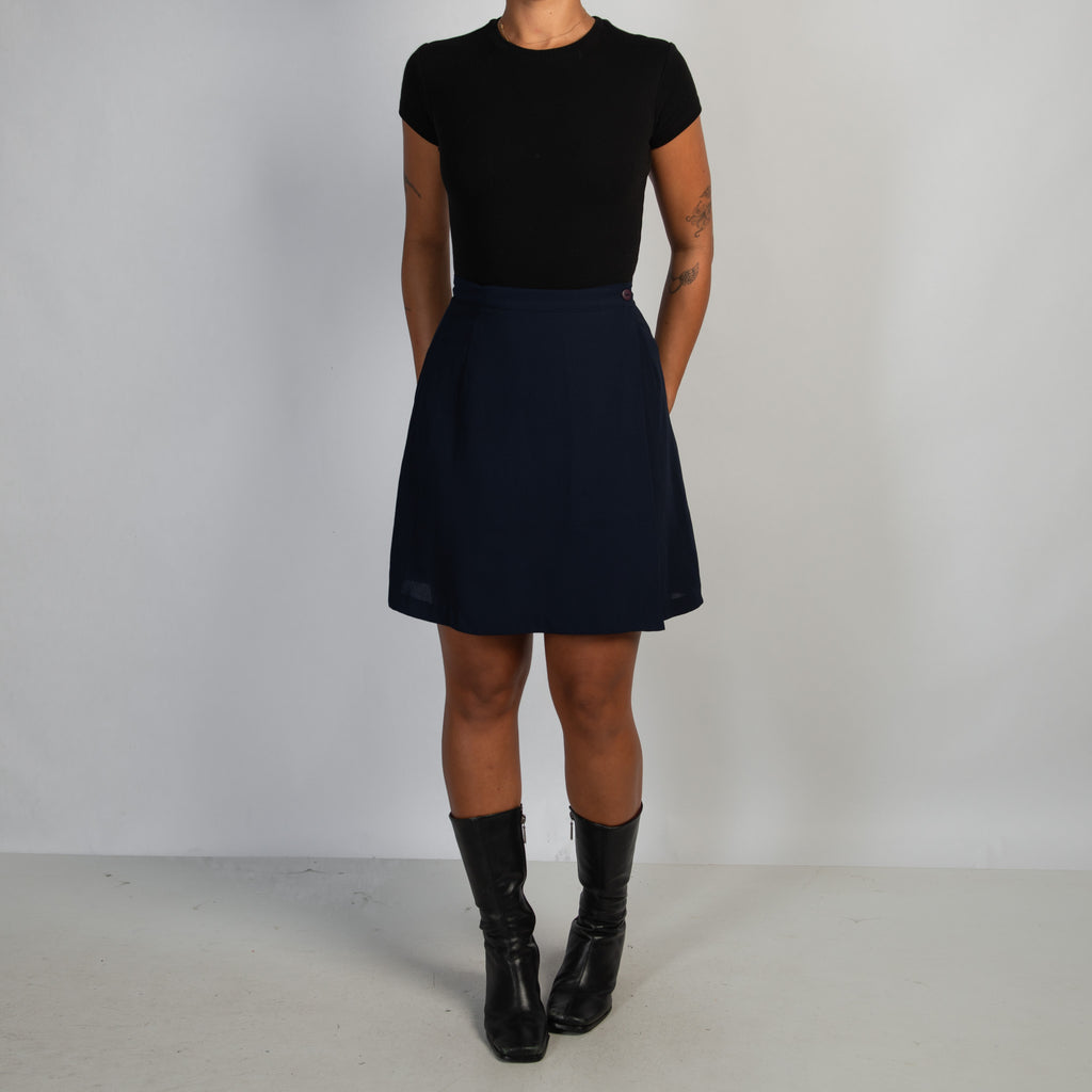 NAVY WRAP SKIRT