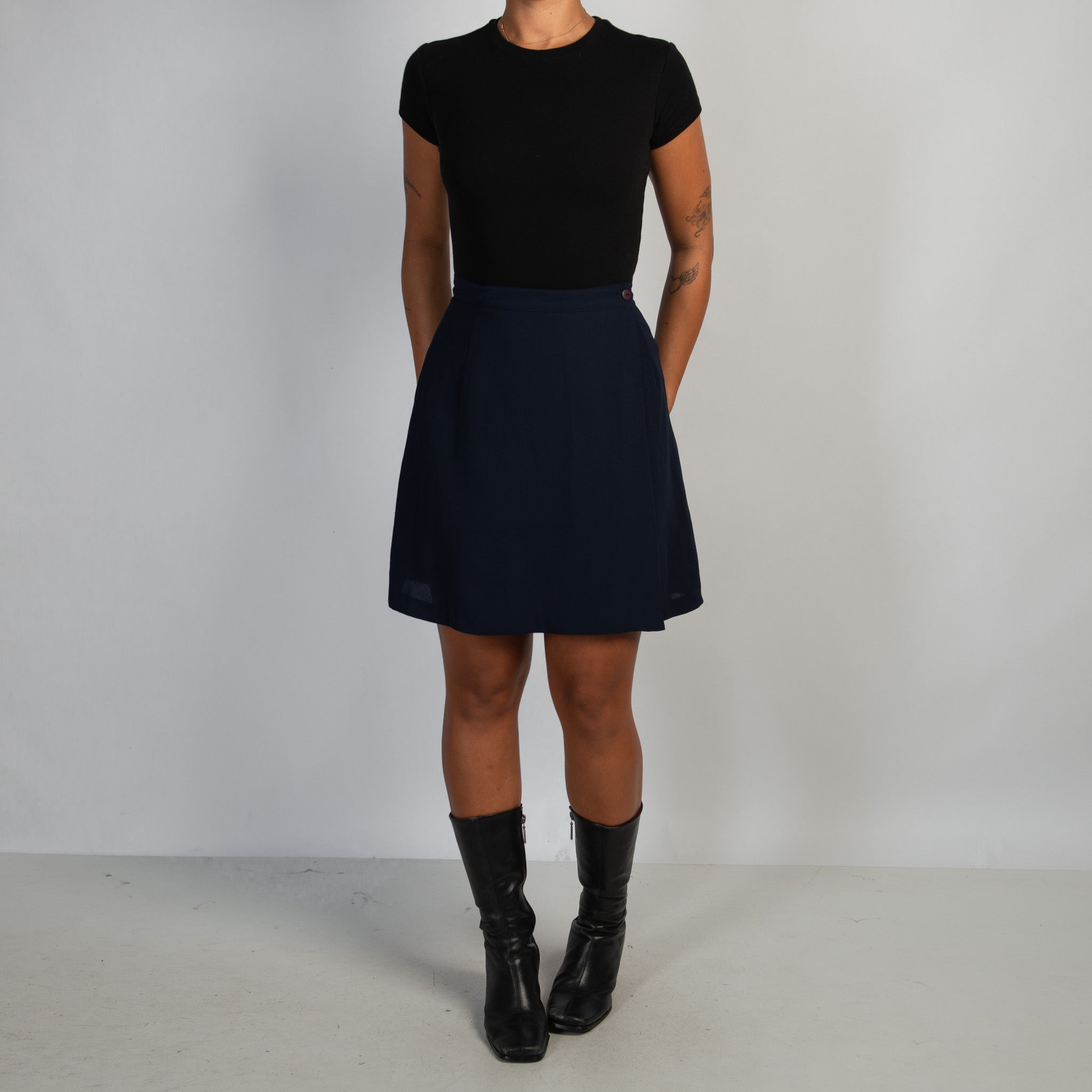 NAVY WRAP SKIRT