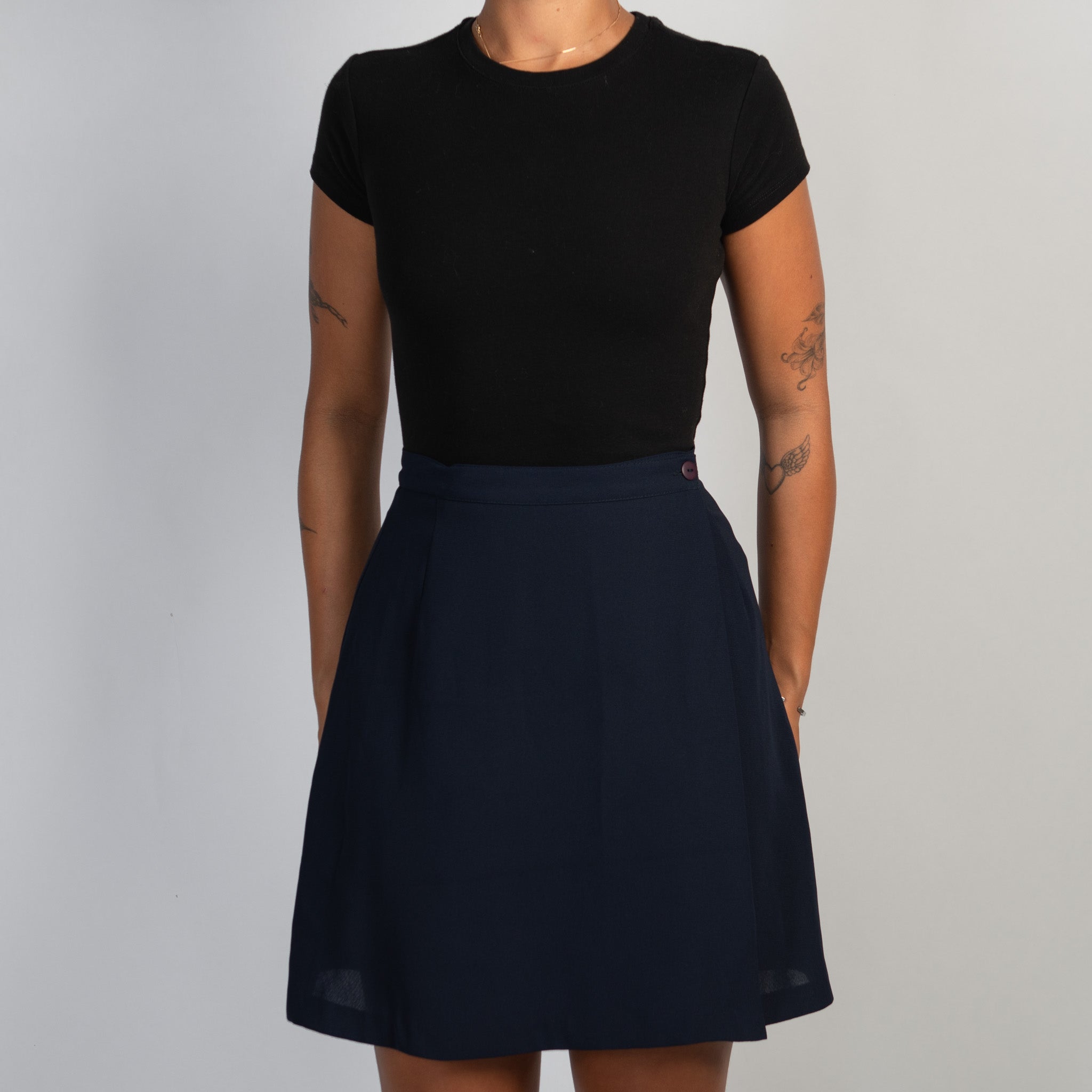 NAVY WRAP SKIRT