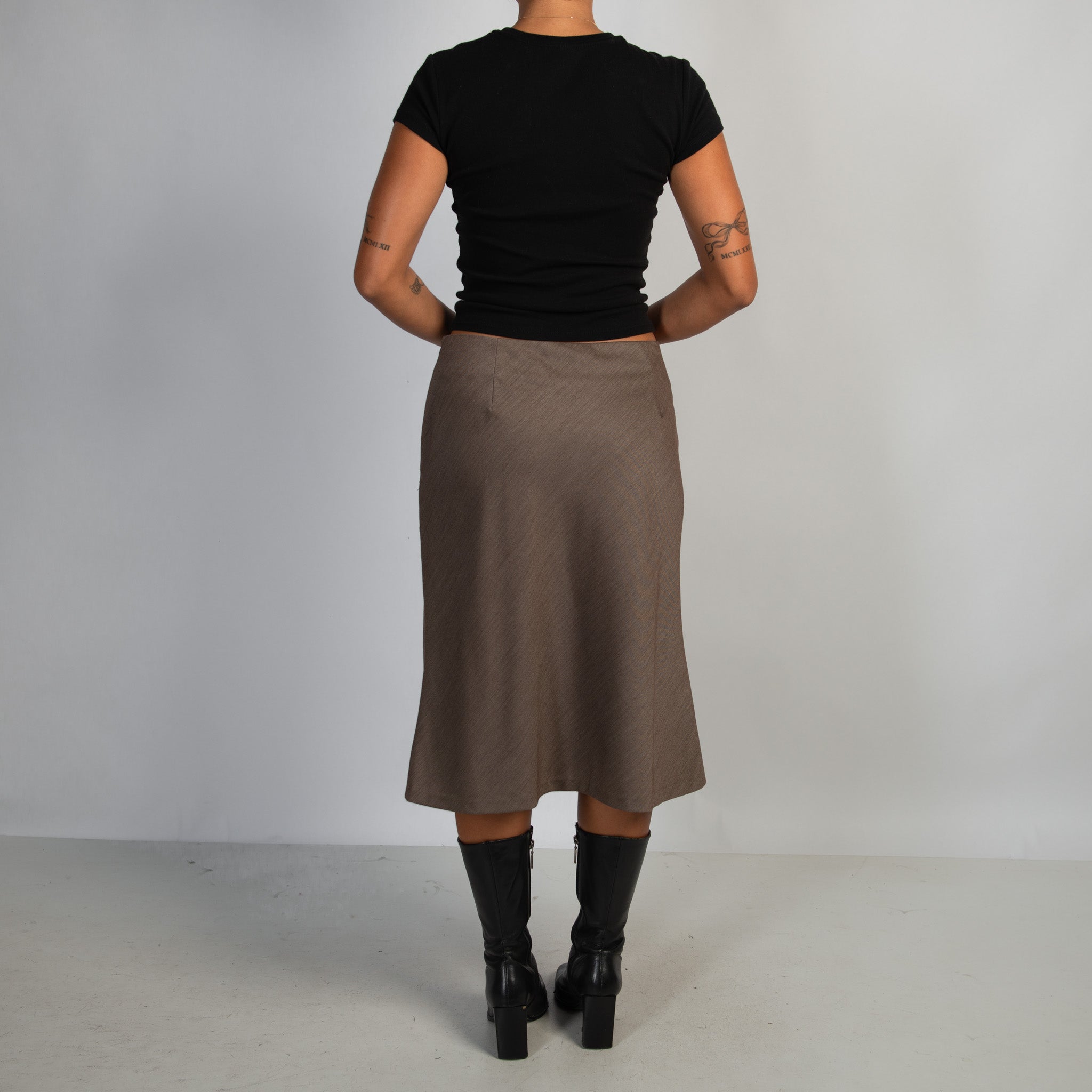 BROWN MIDI SKIRT