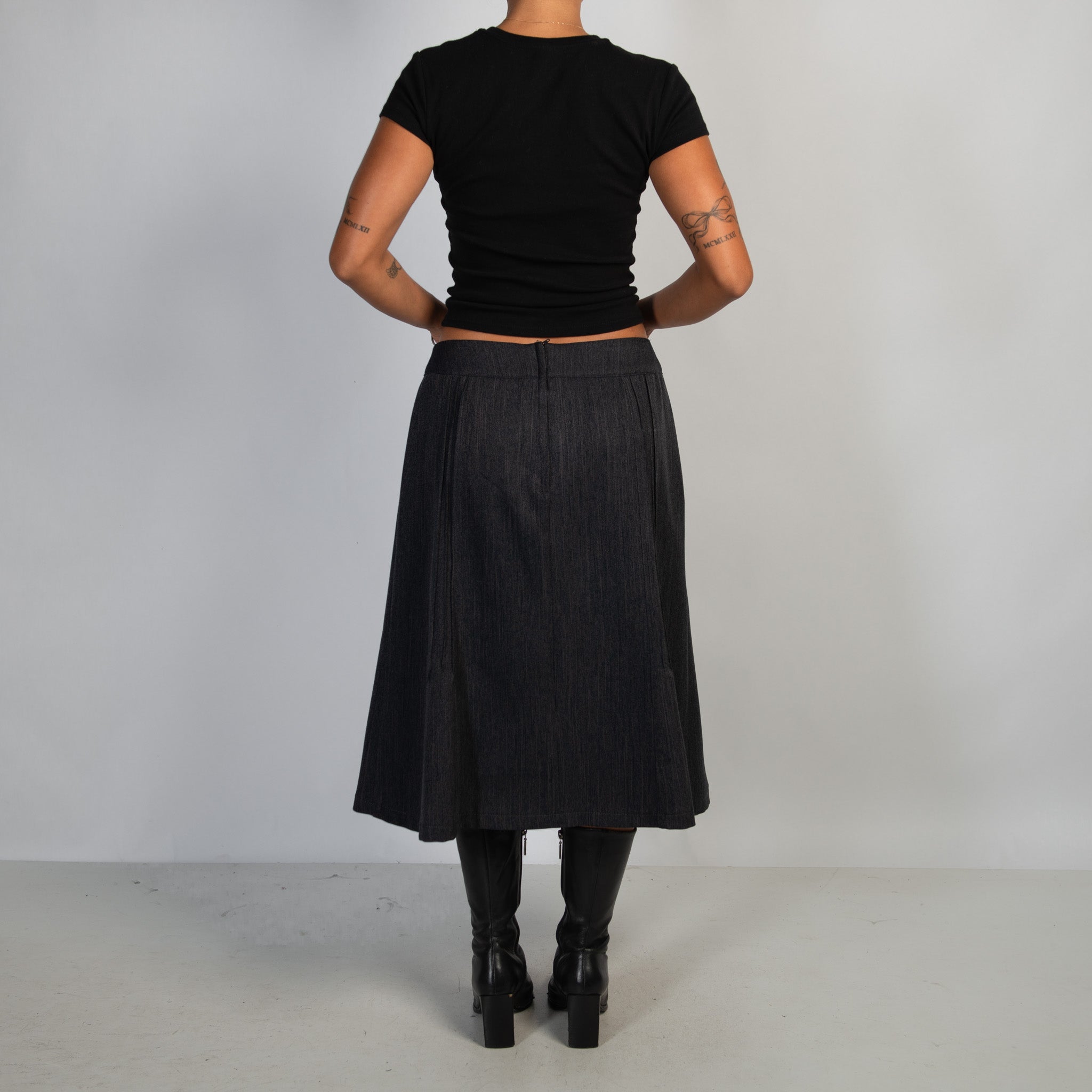 PIN TUCK MIDI SKIRT