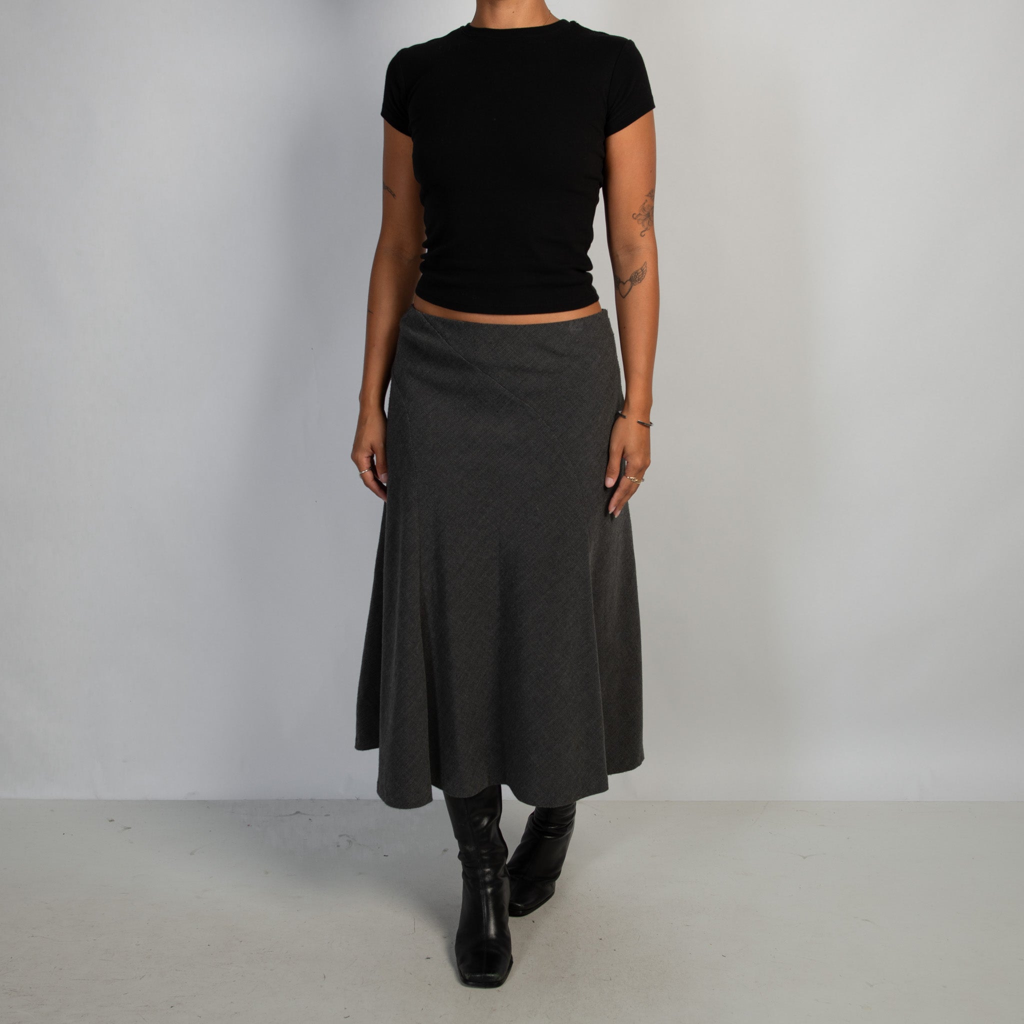 CHARCOAL MIDI SKIRT
