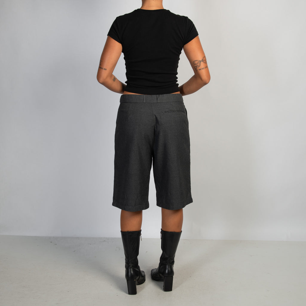 GREY TAILORED LONGLINE SHORTS