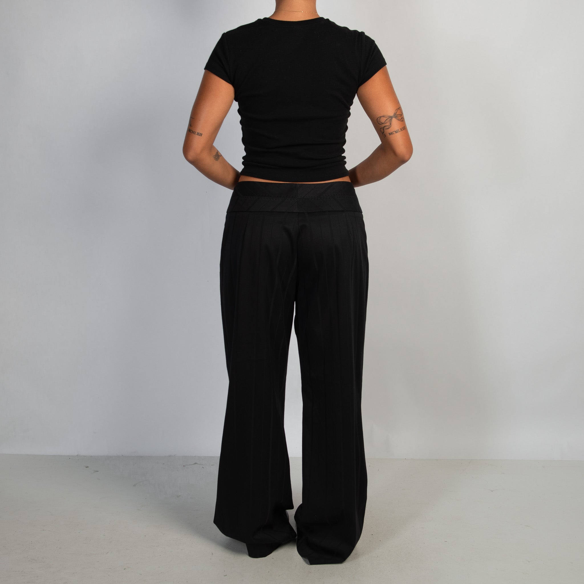 BLACK WIDE LEG TROUSERS