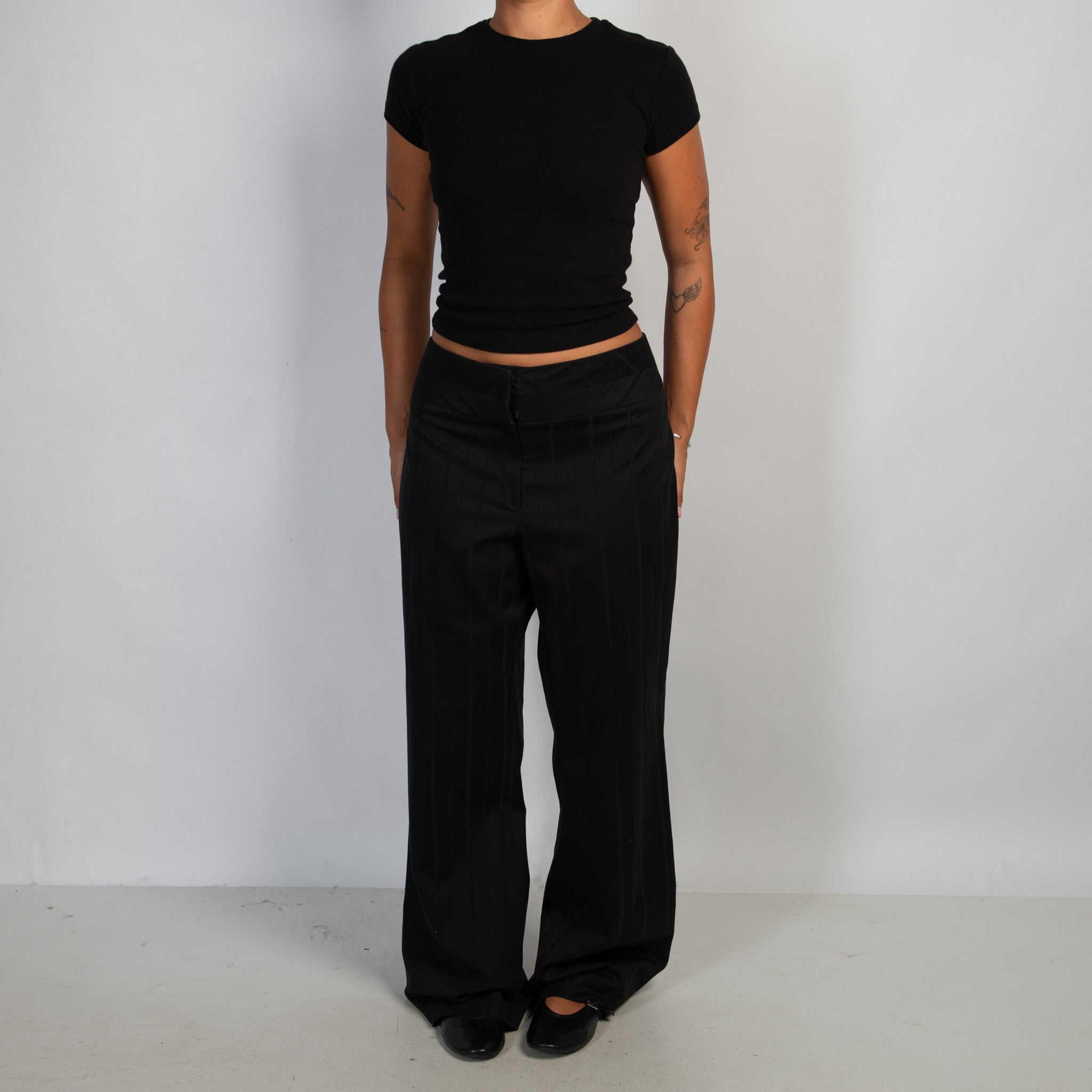 BLACK WIDE LEG TROUSERS