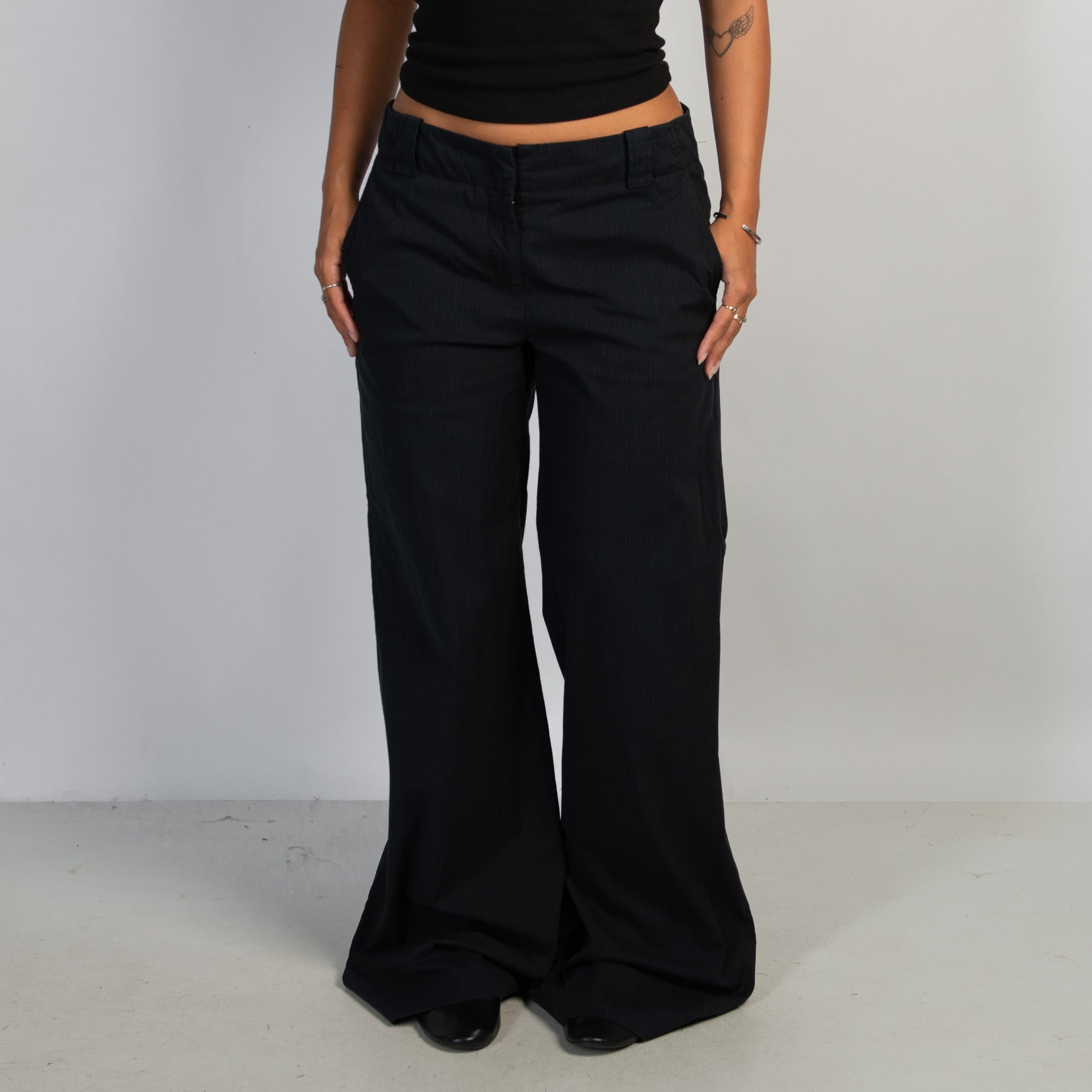 BLACK WIDE LEG TROUSERS