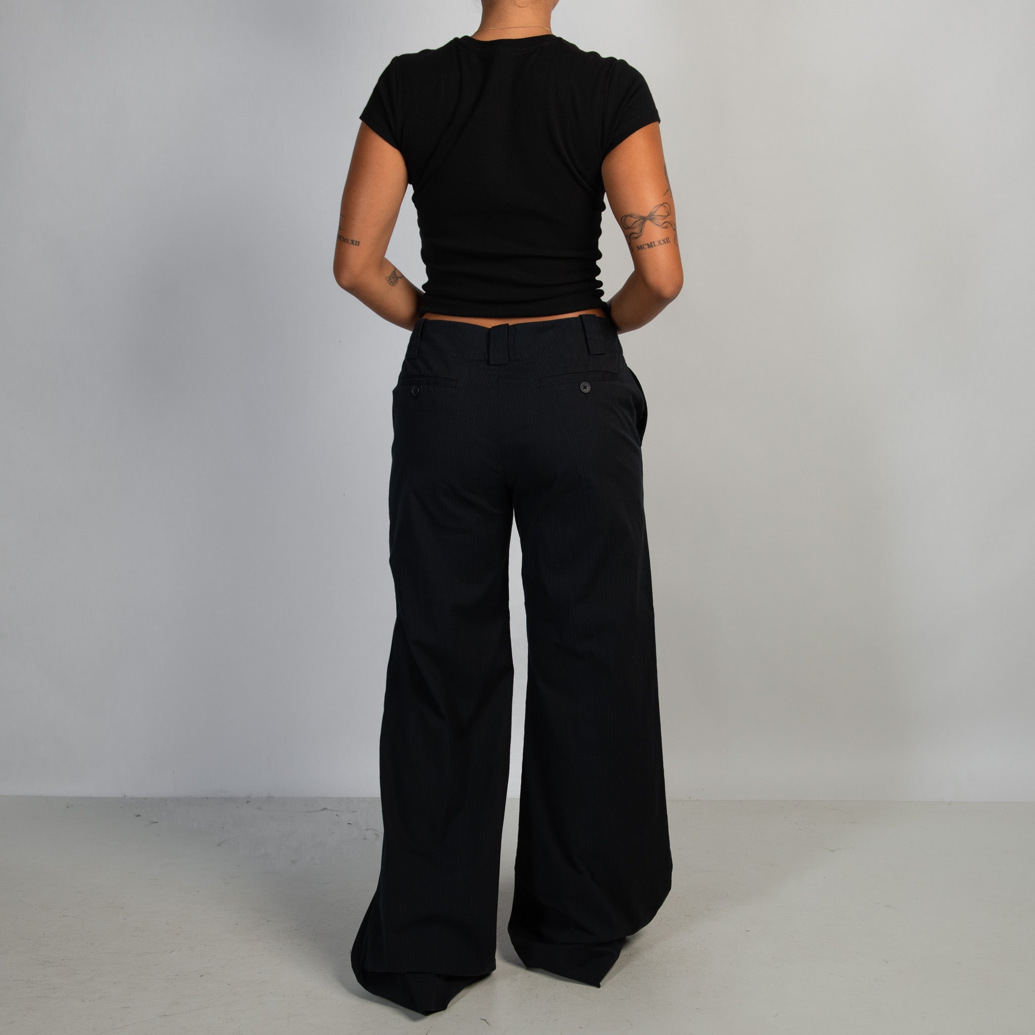 BLACK WIDE LEG TROUSERS