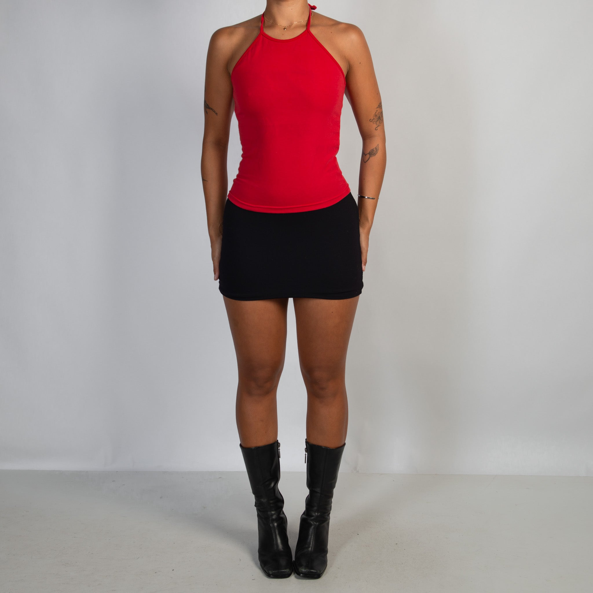 RED HALTERNECK TOP