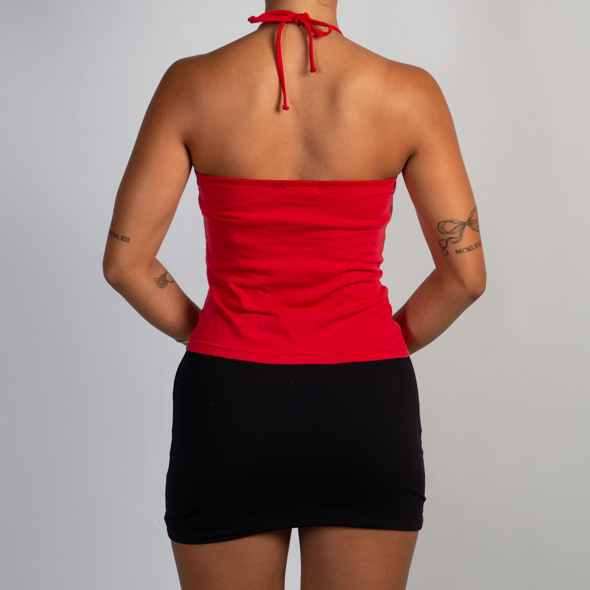 RED HALTERNECK TOP