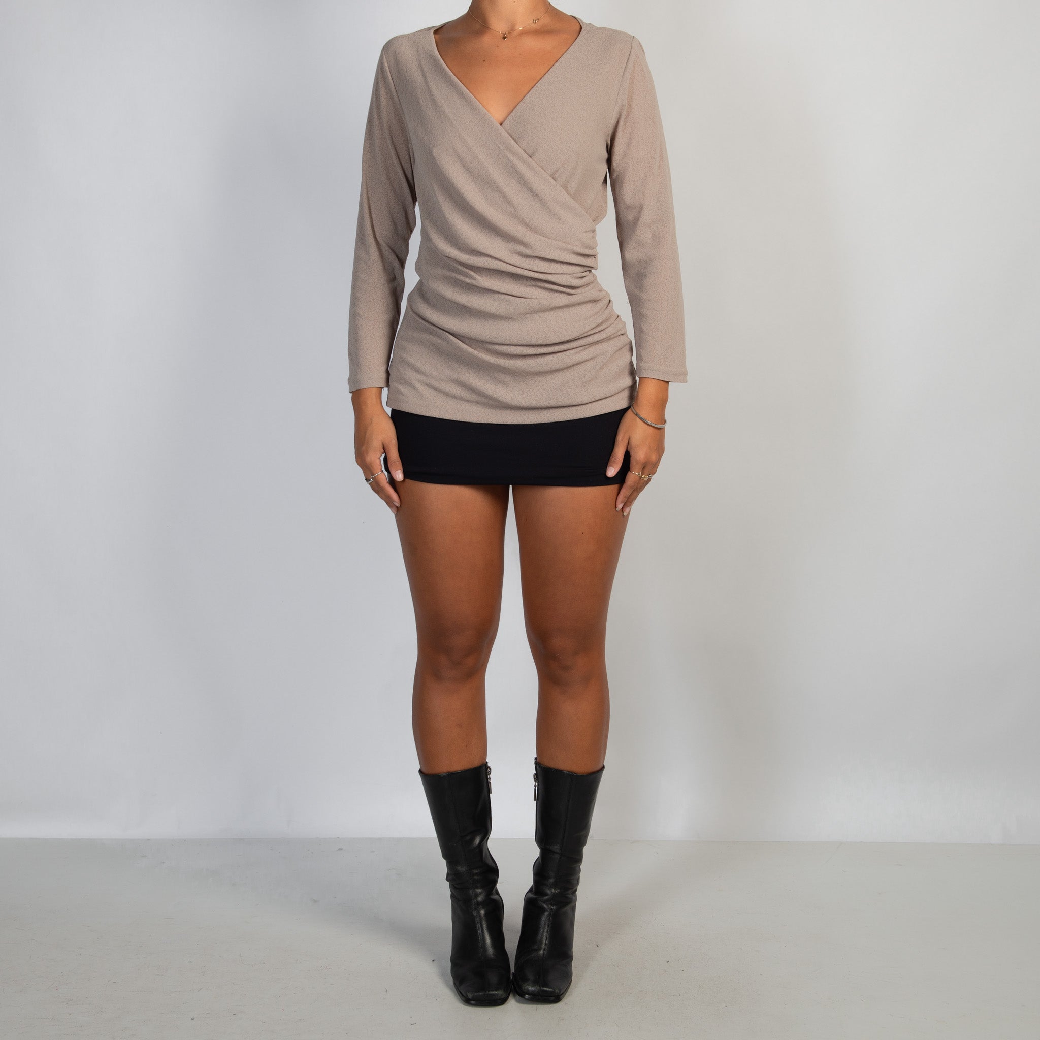 MESH FAUX WRAP TOP