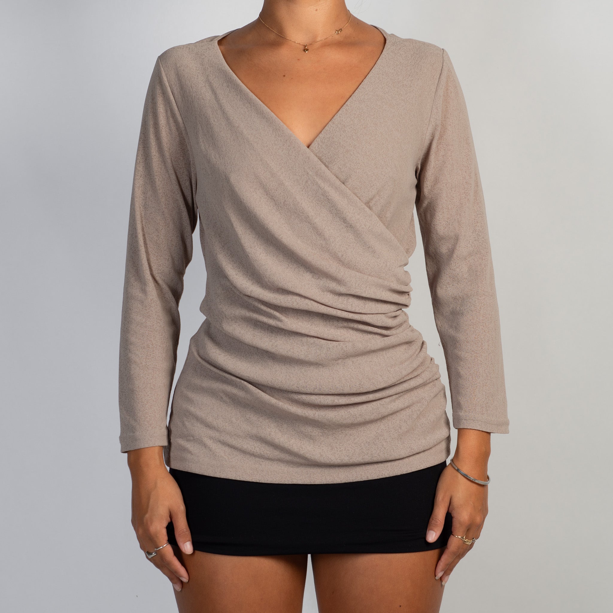 MESH FAUX WRAP TOP