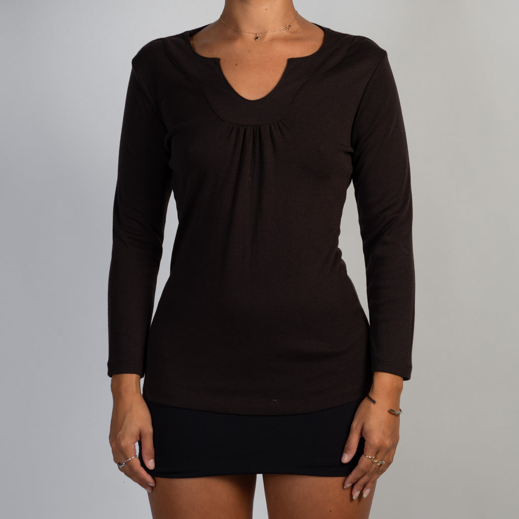 BROWN LONG SLEEVE TOP