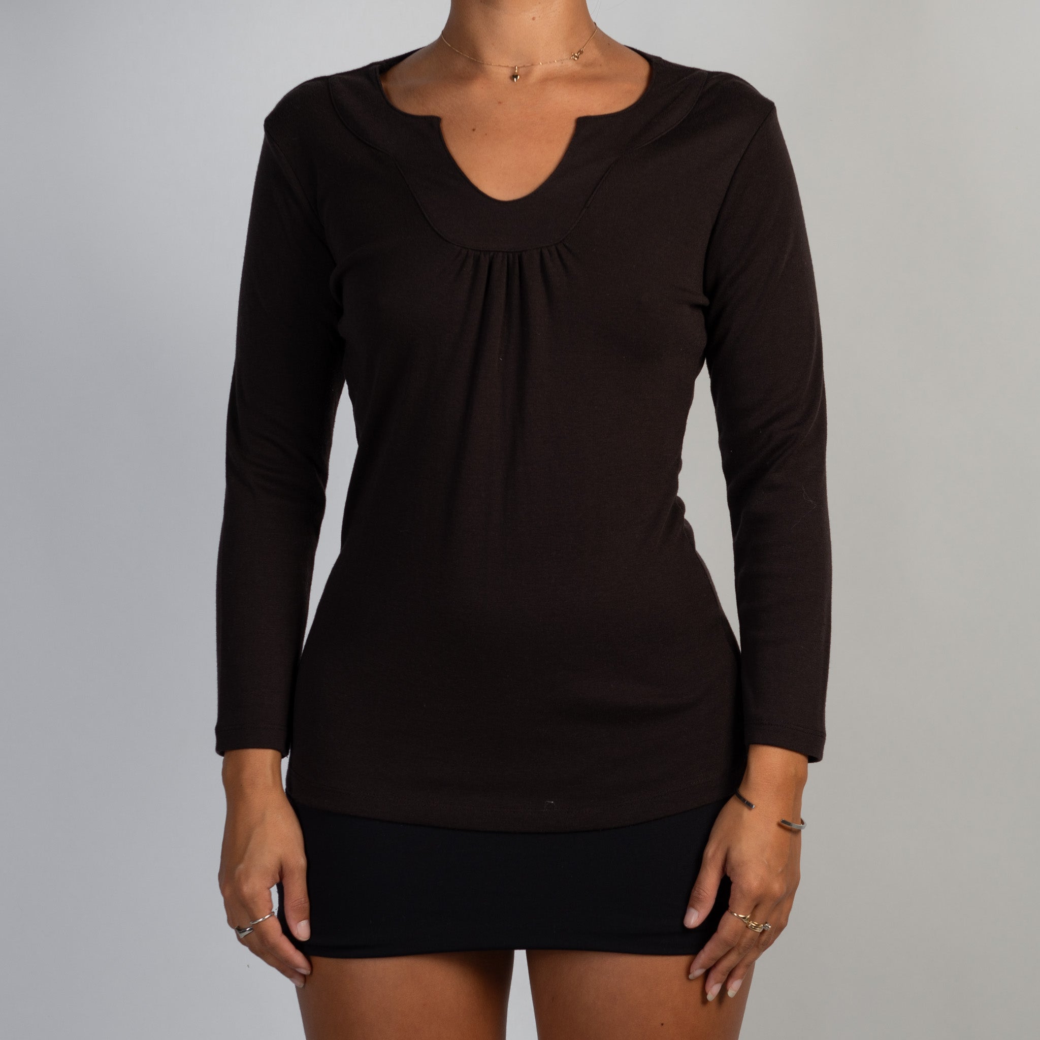 BROWN LONG SLEEVE TOP