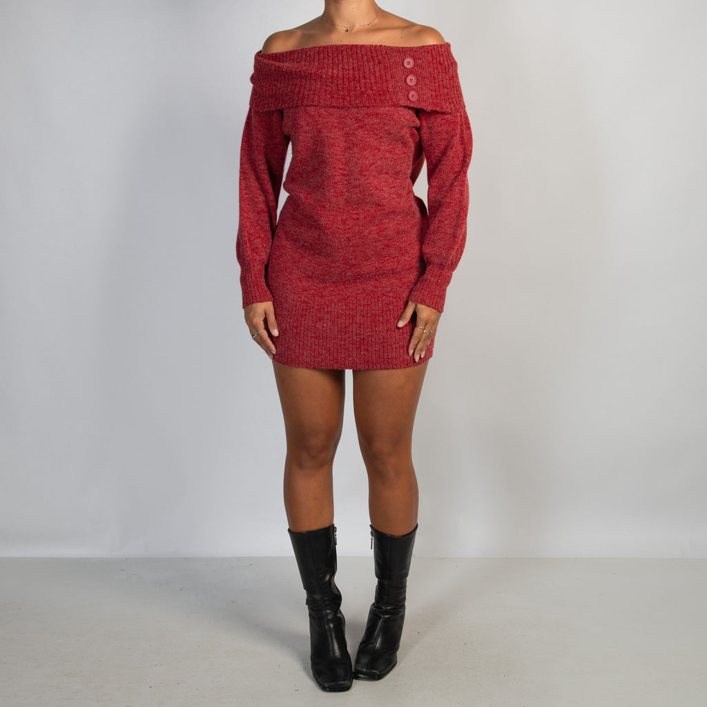 OFF THE SHOULDER KNIT DRESS