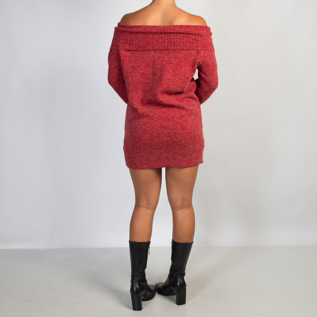 OFF THE SHOULDER KNIT DRESS