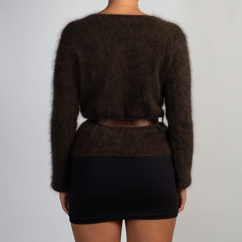 BROWN FUZZY CARDIGAN