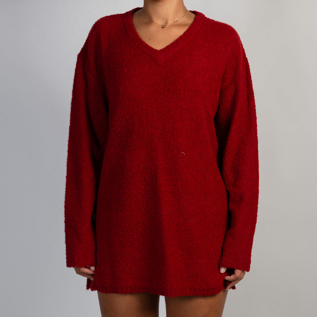 RED WOOL KNIT SWEATER
