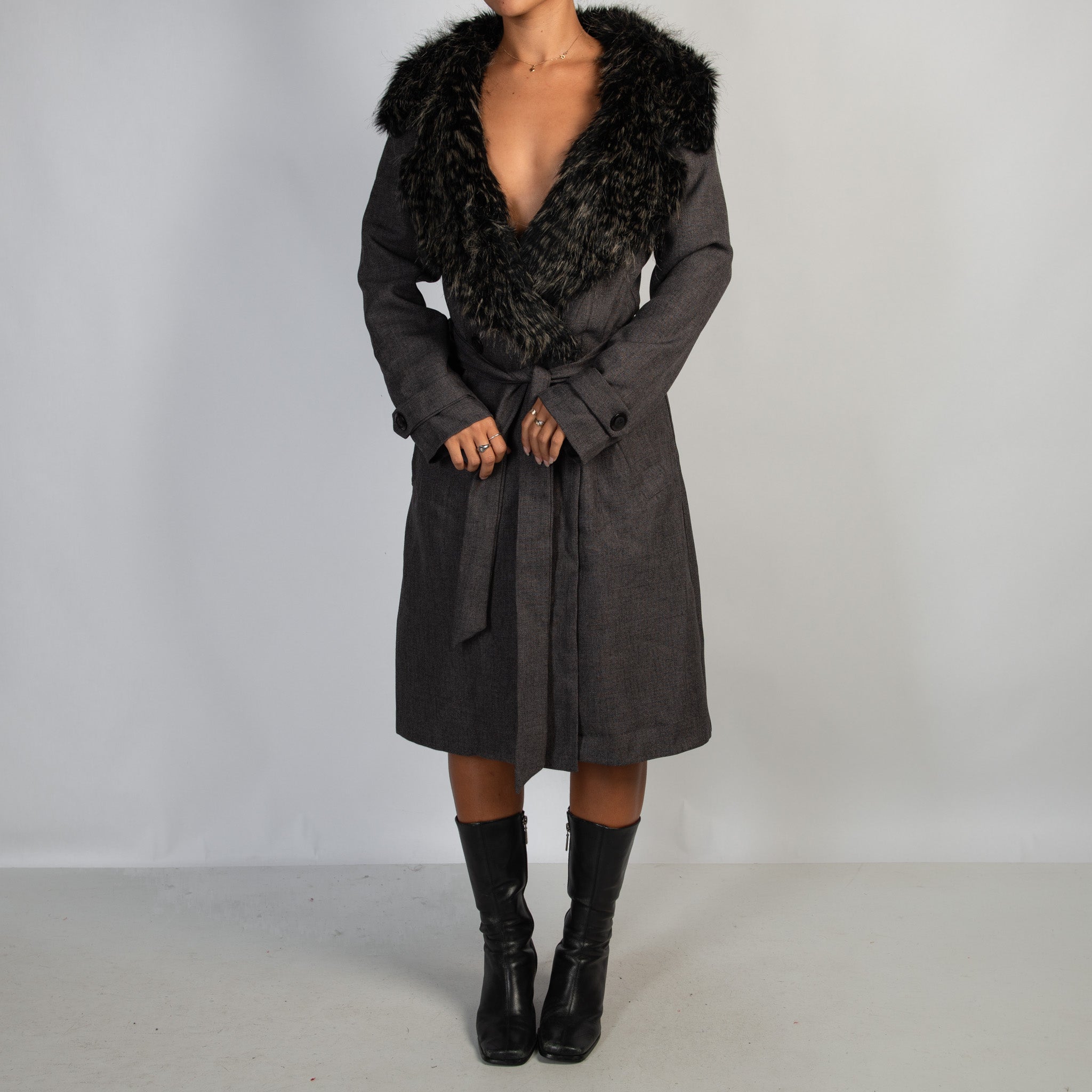 FAUX FUR TRIM COAT