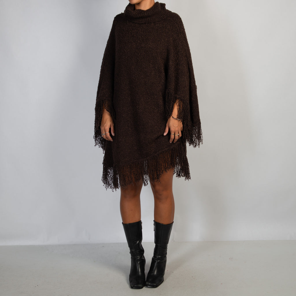 DARK BROWN SHAG PONCHO