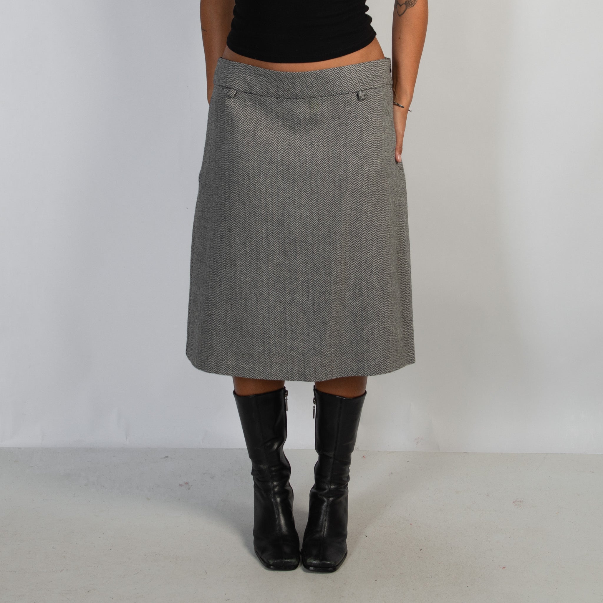 HERRINGBONE WOOL SKIRT