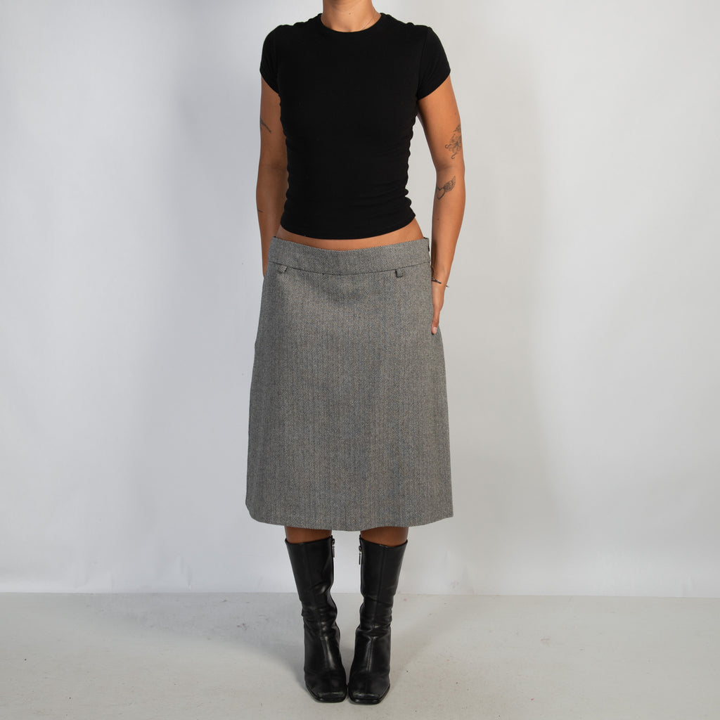 HERRINGBONE WOOL SKIRT