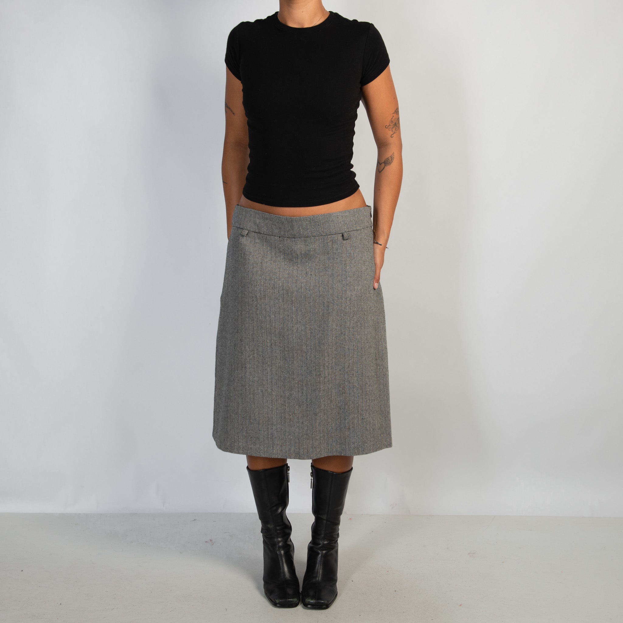 HERRINGBONE WOOL SKIRT