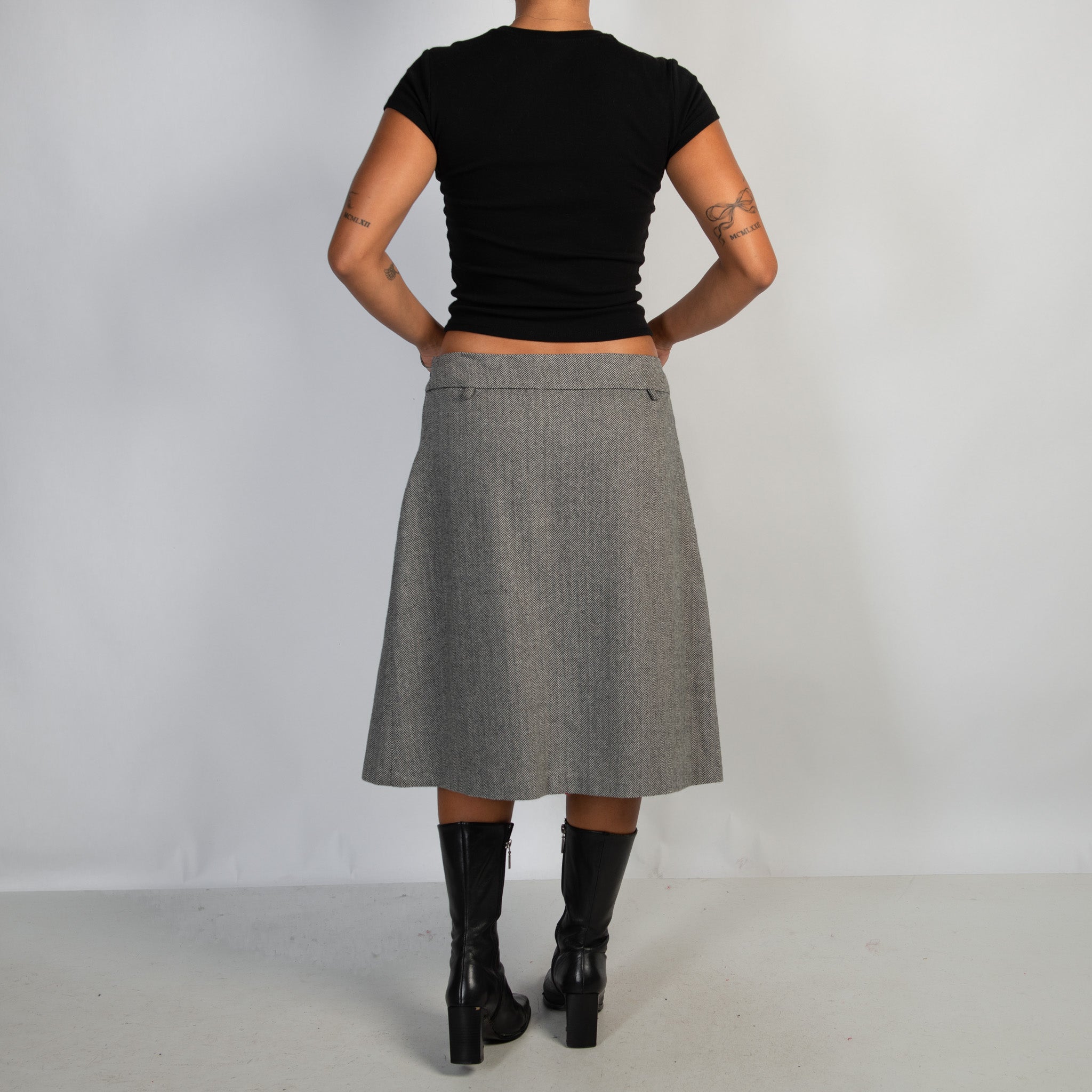 HERRINGBONE WOOL SKIRT