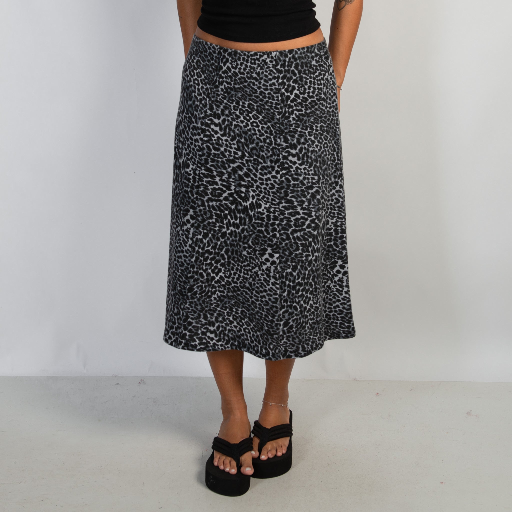ANIMAL PRINT MIDI SKIRT
