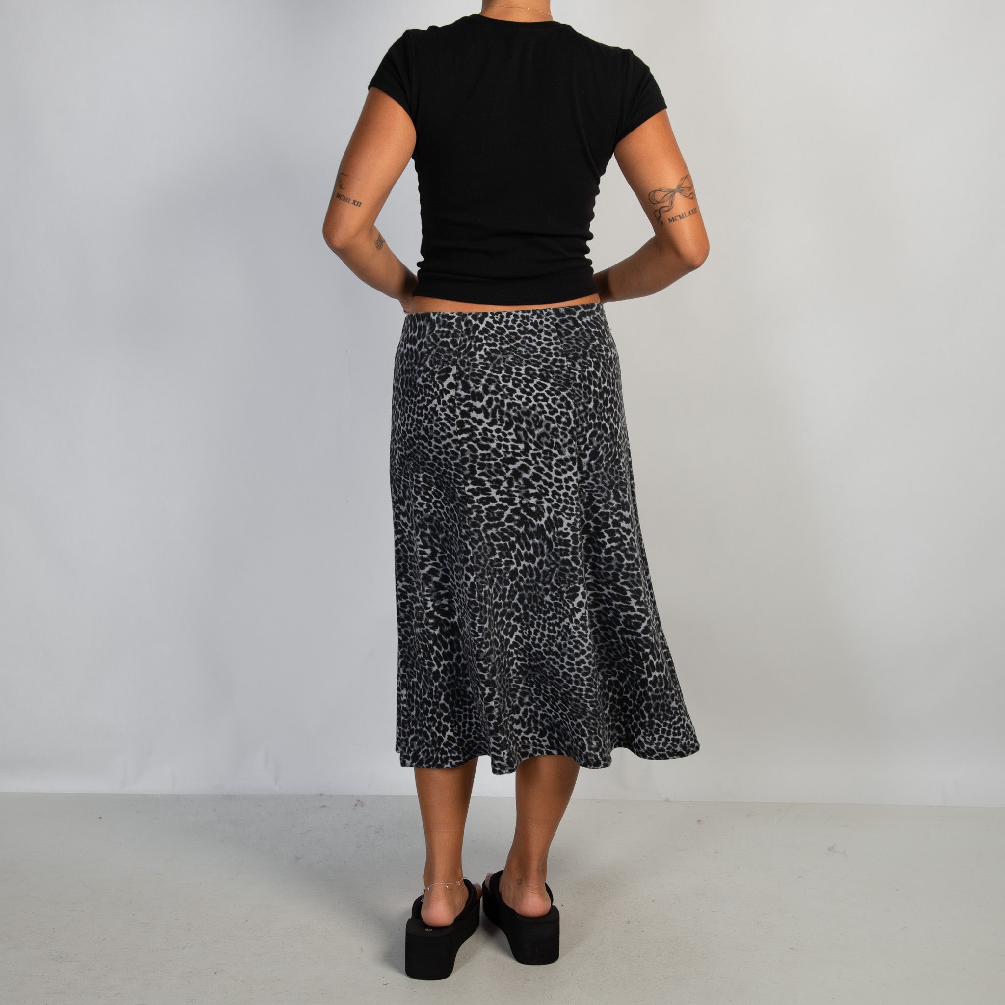 ANIMAL PRINT MIDI SKIRT
