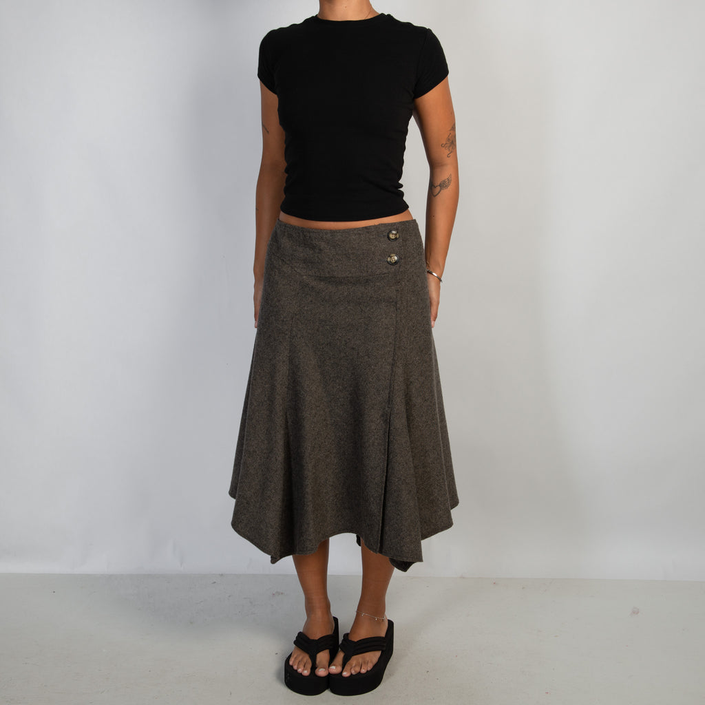 AYMMETRIC WOOL MIDI SKIRT