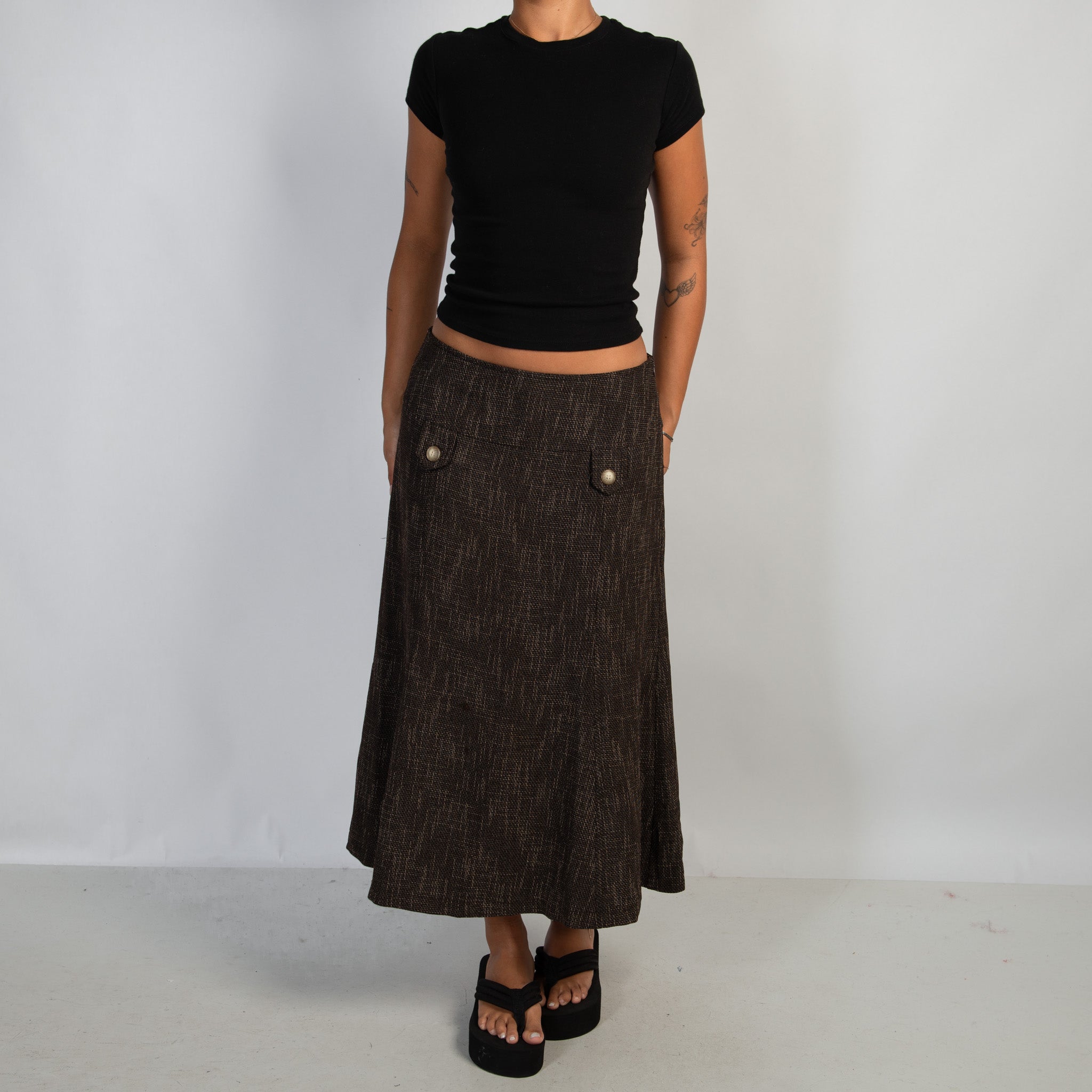 BROWN MARLE MIDI SKIRT
