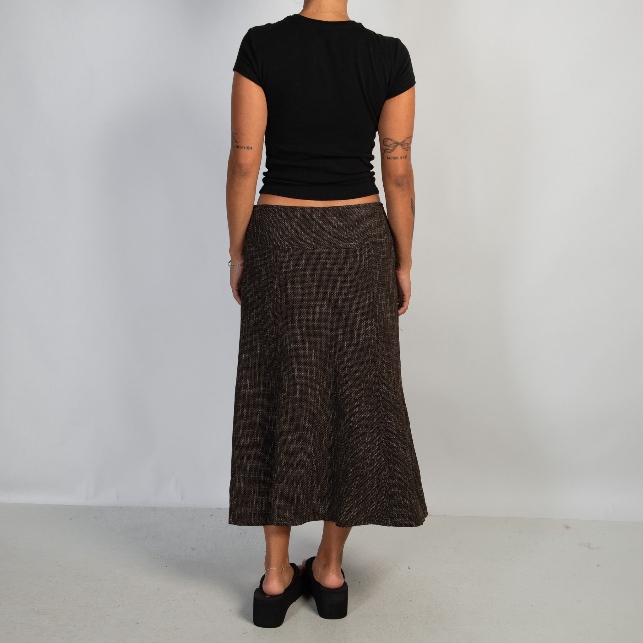 BROWN MARLE MIDI SKIRT