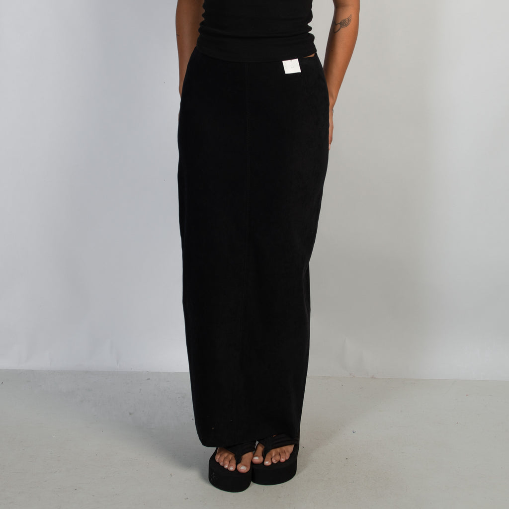 BLACK SUEDETTE SKIRT