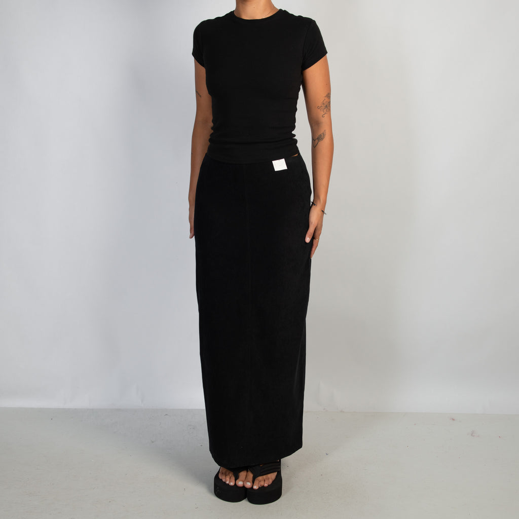 BLACK SUEDETTE SKIRT