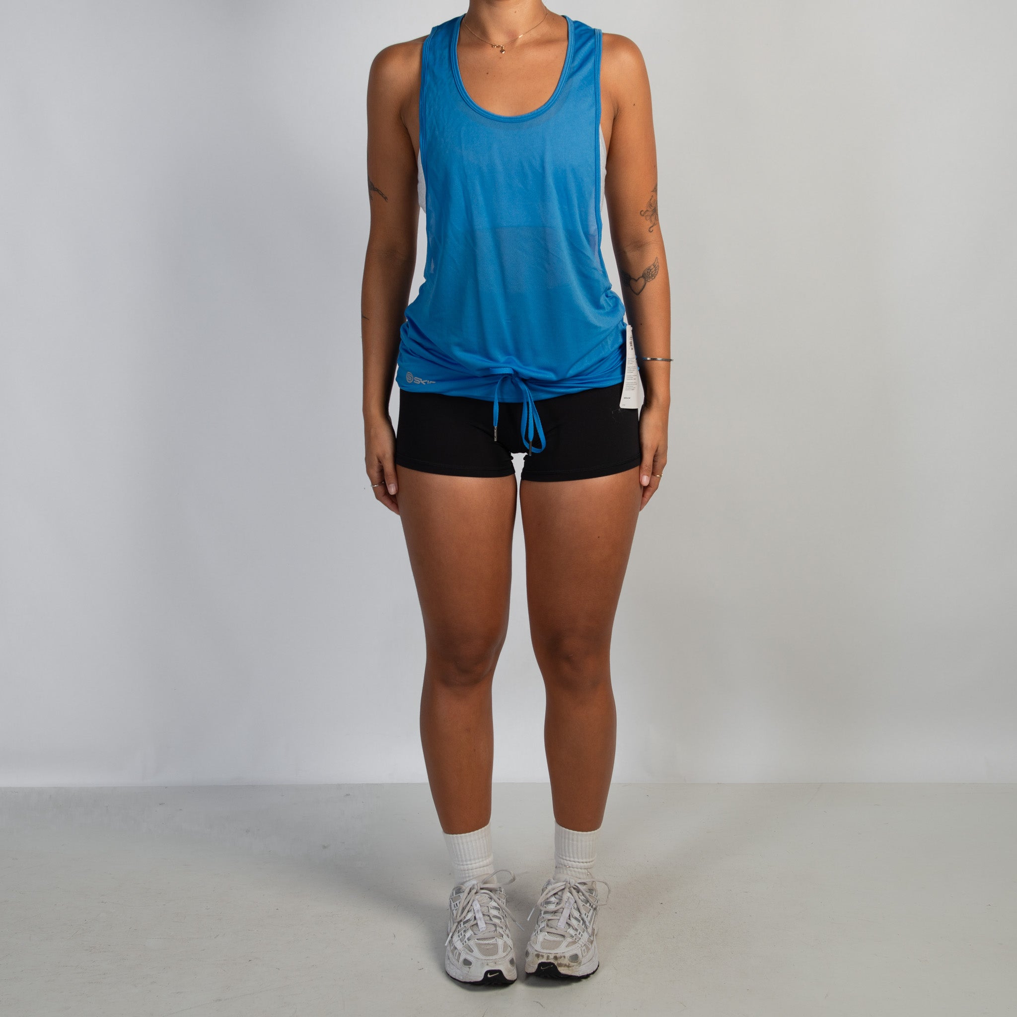 BLUE SHEER DRAWSTRING TOP