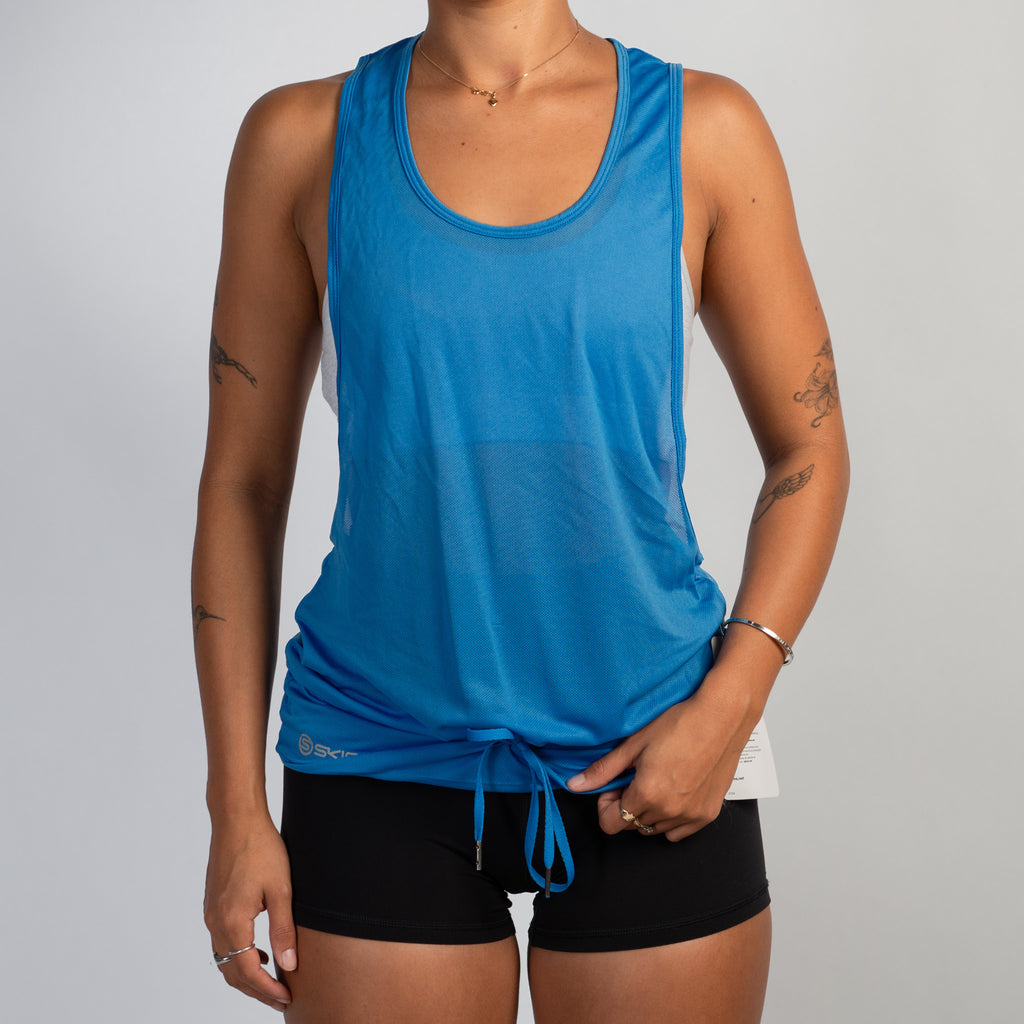 BLUE SHEER DRAWSTRING TOP