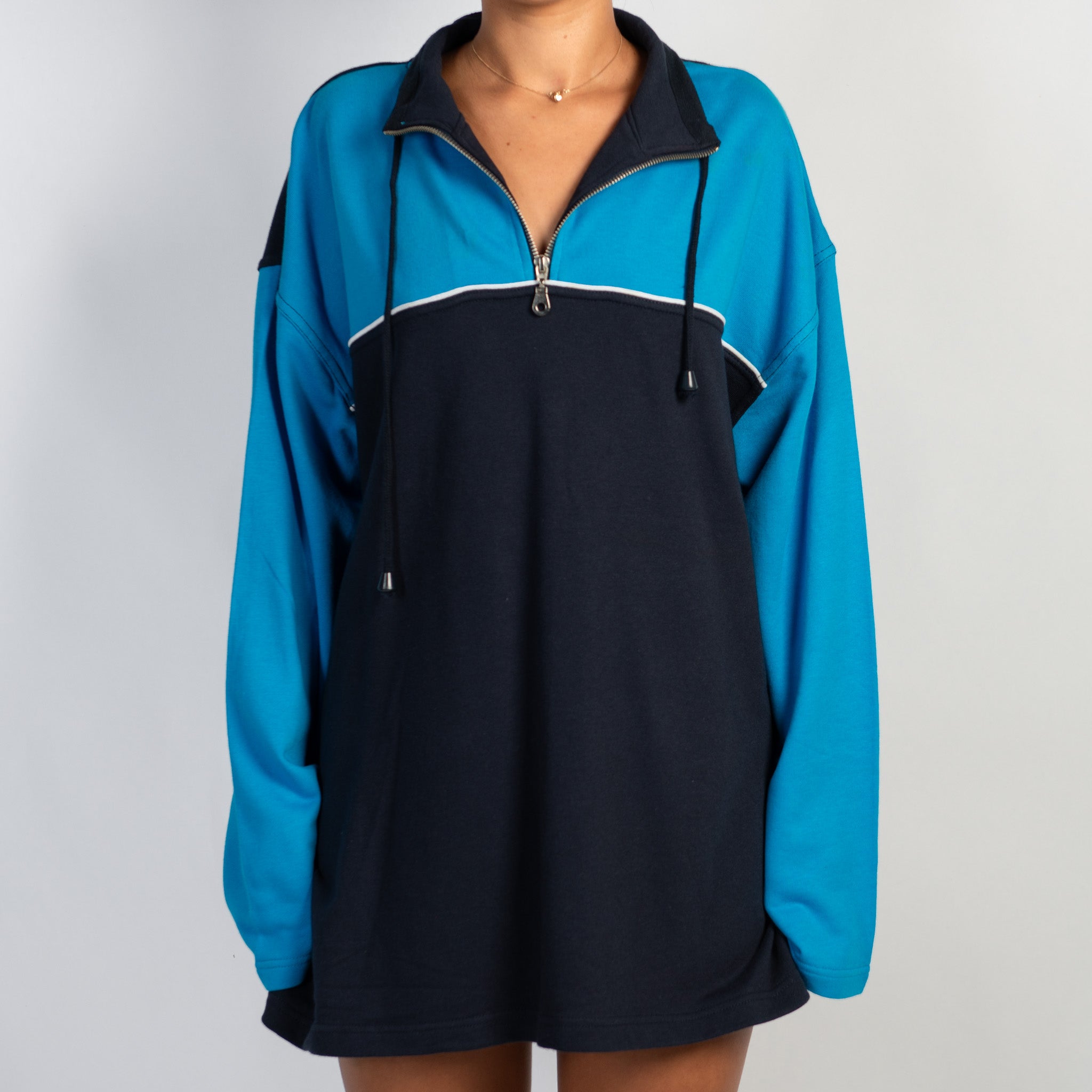 BLUE QUARTER ZIP SWEATER