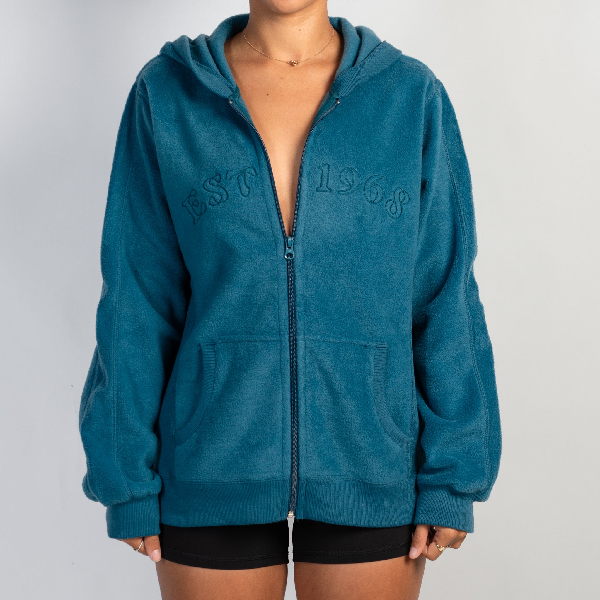 TEAL FLEECE ZIP JACKET