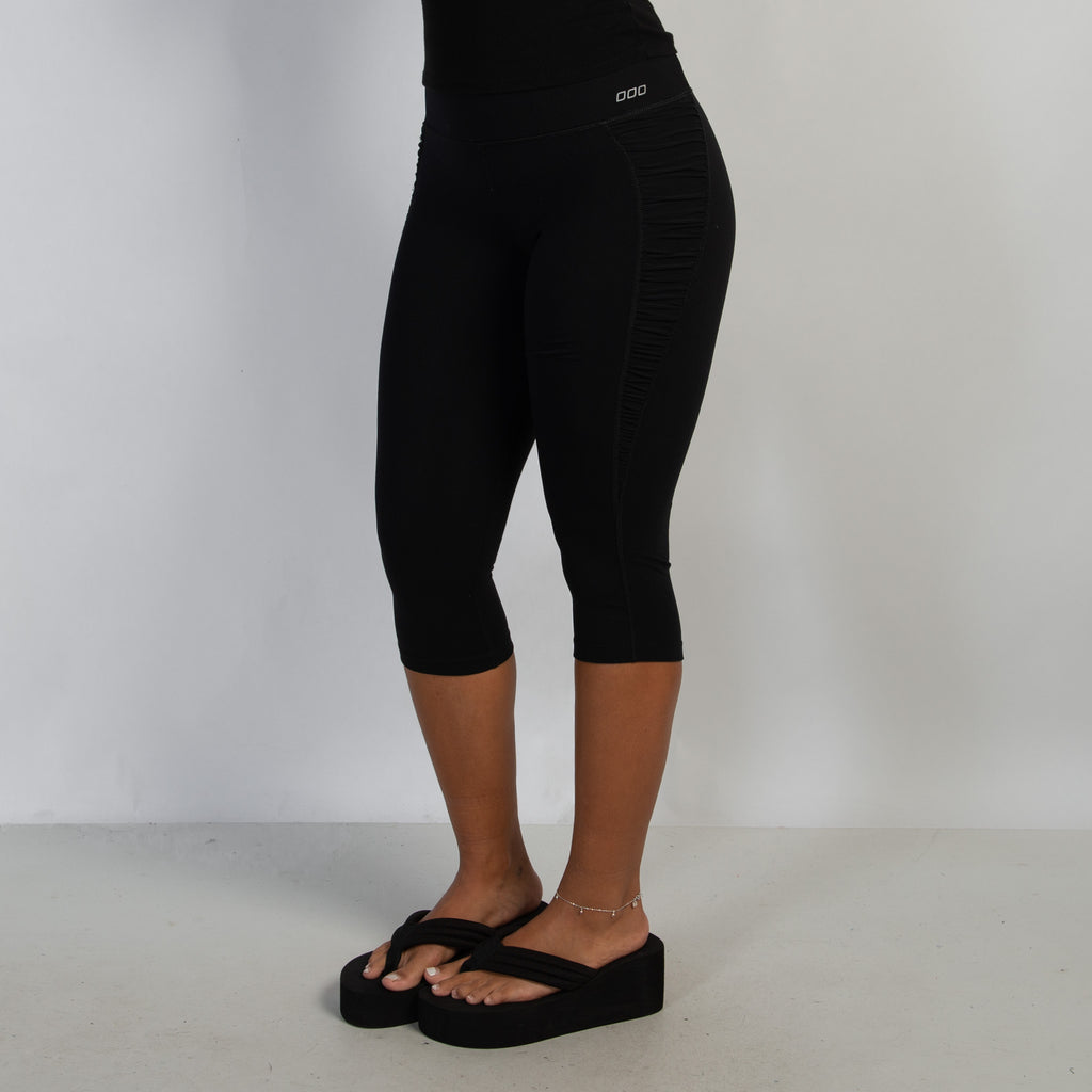 BLACK RUCHED 3/4 TIGHTS