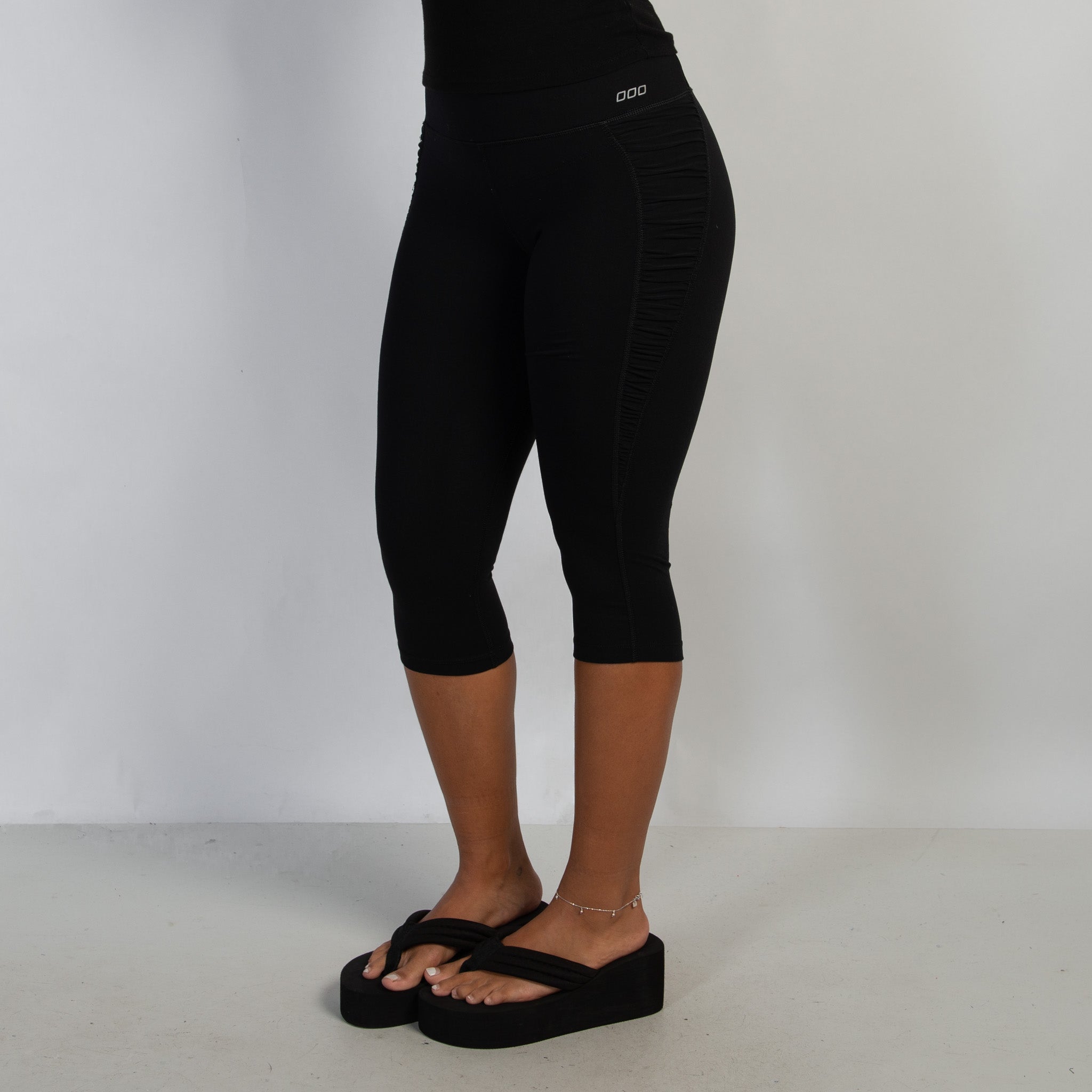 BLACK RUCHED 3/4 TIGHTS