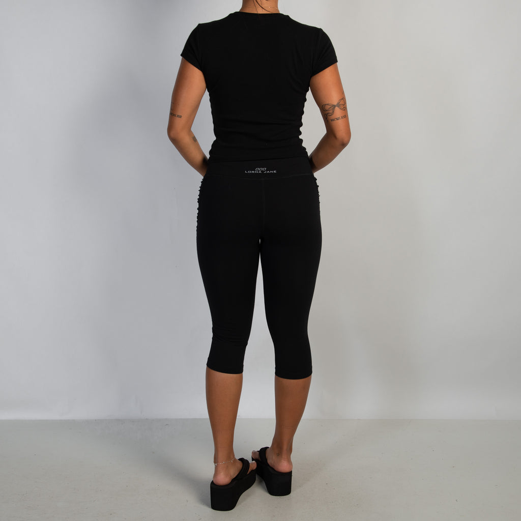 BLACK RUCHED 3/4 TIGHTS