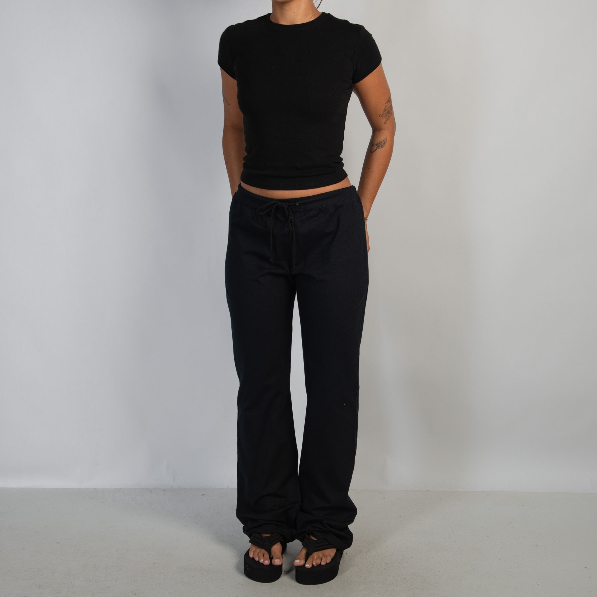 BLACK COTTON LOUNGE PANTS