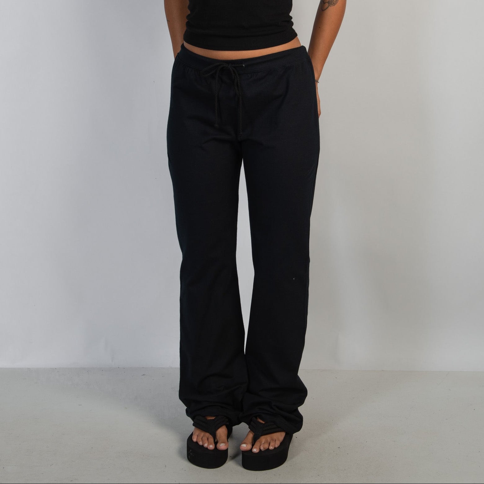 BLACK COTTON LOUNGE PANTS
