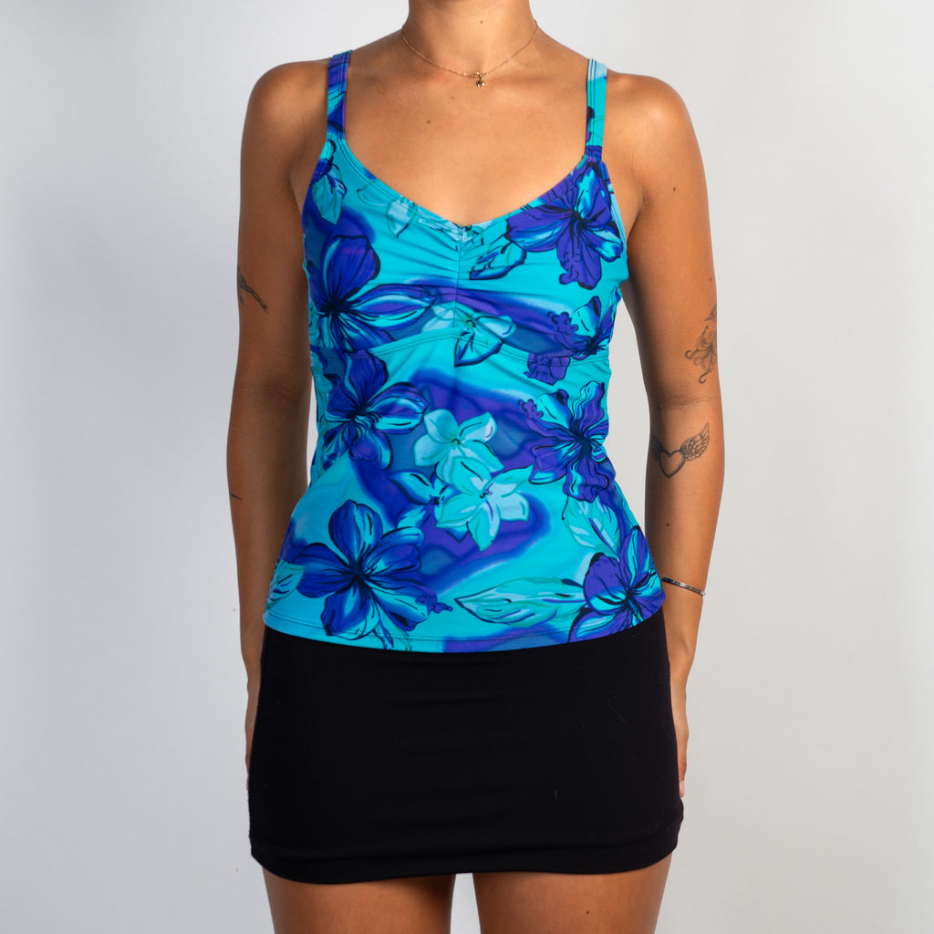 BLUE FLORAL TANKINI TOP