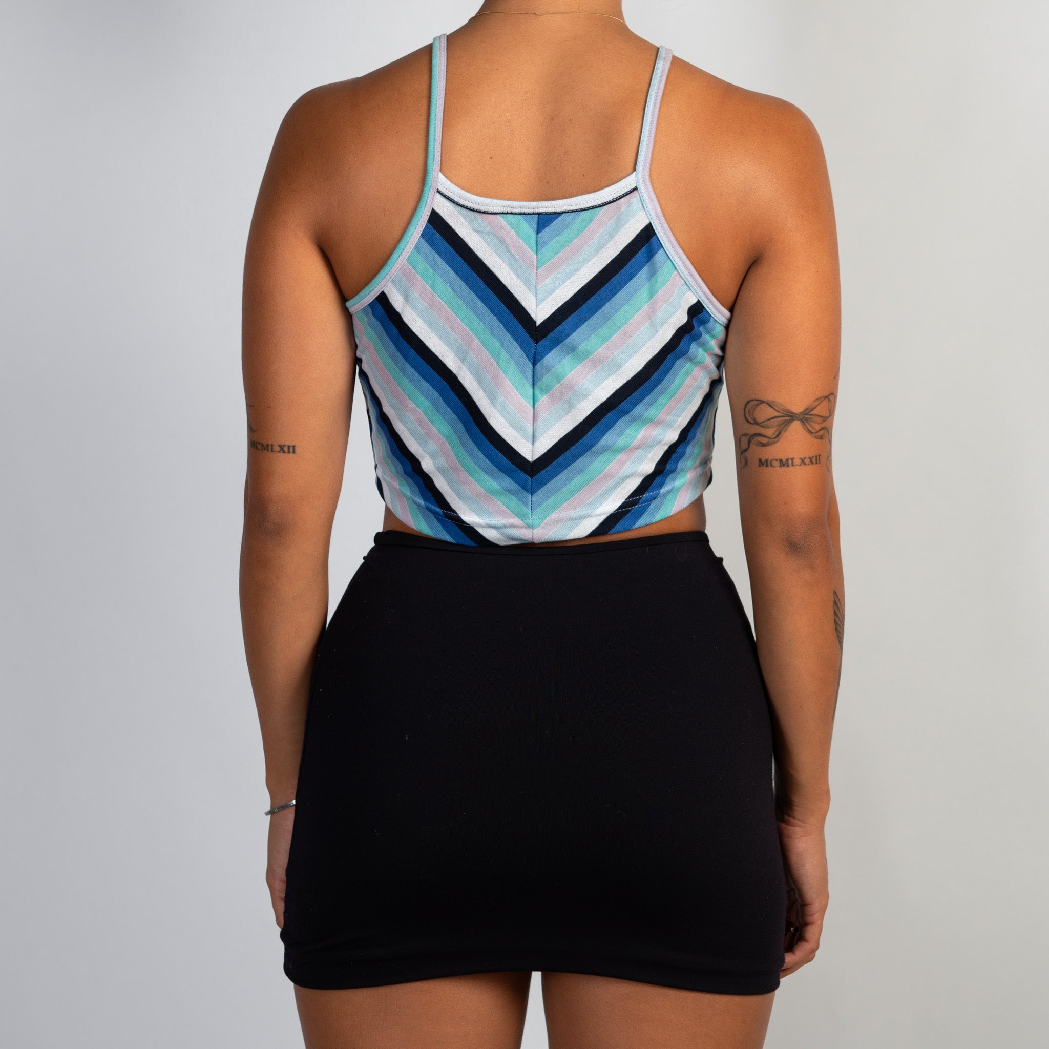 BLUE STRIPE CROP TOP