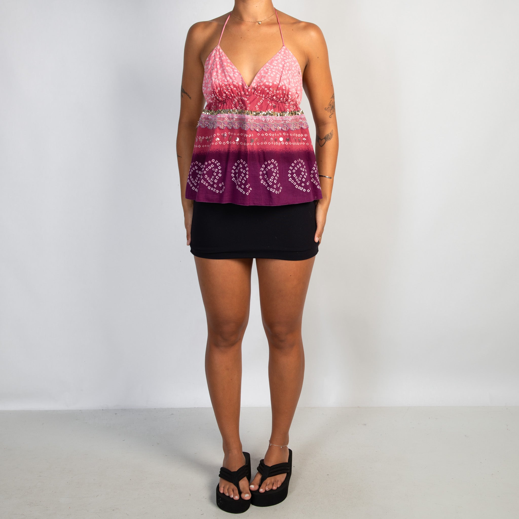 PINK PAISLEY HALTER TOP